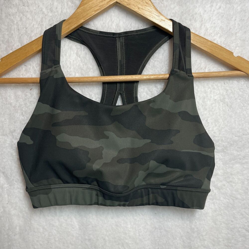 Athleta XS Camo Print Racerback Sports Bra‎ Activewear Gym Yoga Workout Pullover